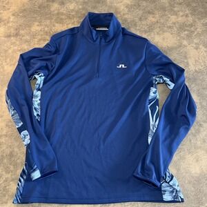 J Lindberg Golf Mid Layer Shirt Men's Size L Blue 1/4 Zip Performance Pullover